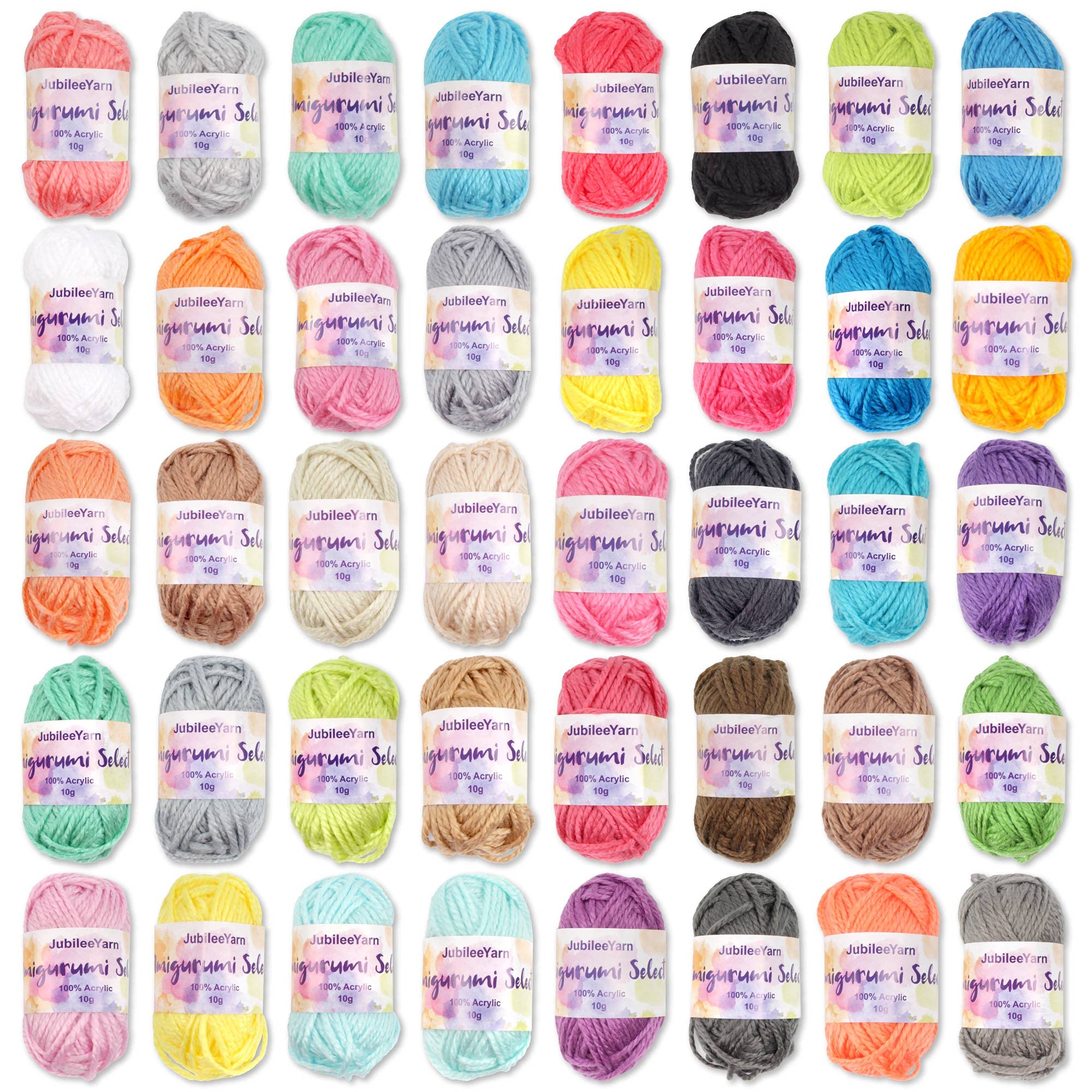 BambooMN Amigurumi Select 100% Acrylic Craft Yarn Bonbons - Crochet and Knitting Projects - 1 Light Pack/1 Dark Pack - 40 x 10g Bonbons 1000 yds Total