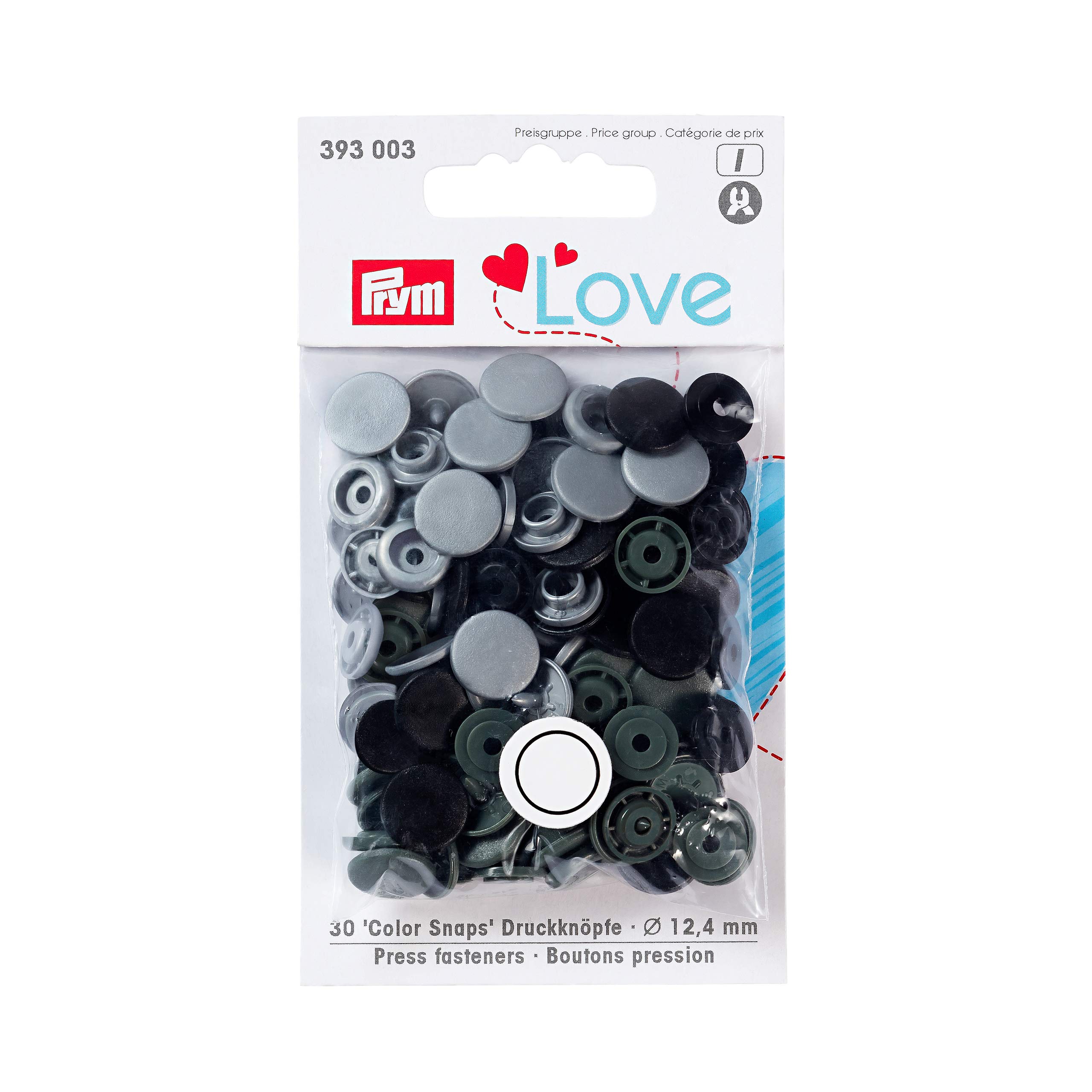 Prym - Love (12.4mm) Grey Press Fasteners - 1 Count