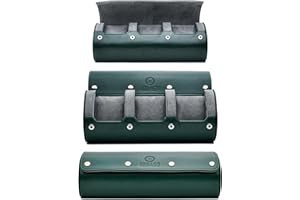 M MIRAGE LUXURY TRAVEL Watch Cases for Men – Travel Watch Roll Case – 3 Watch Travel Case Holder Organizer and Display - Royal Green Vegan Leather