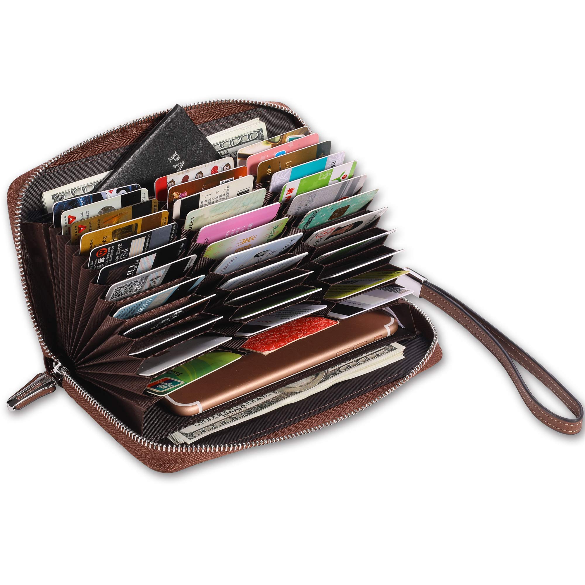 Ainimoer Women Rfid Blocking Wallet Leather Zip Around Phone