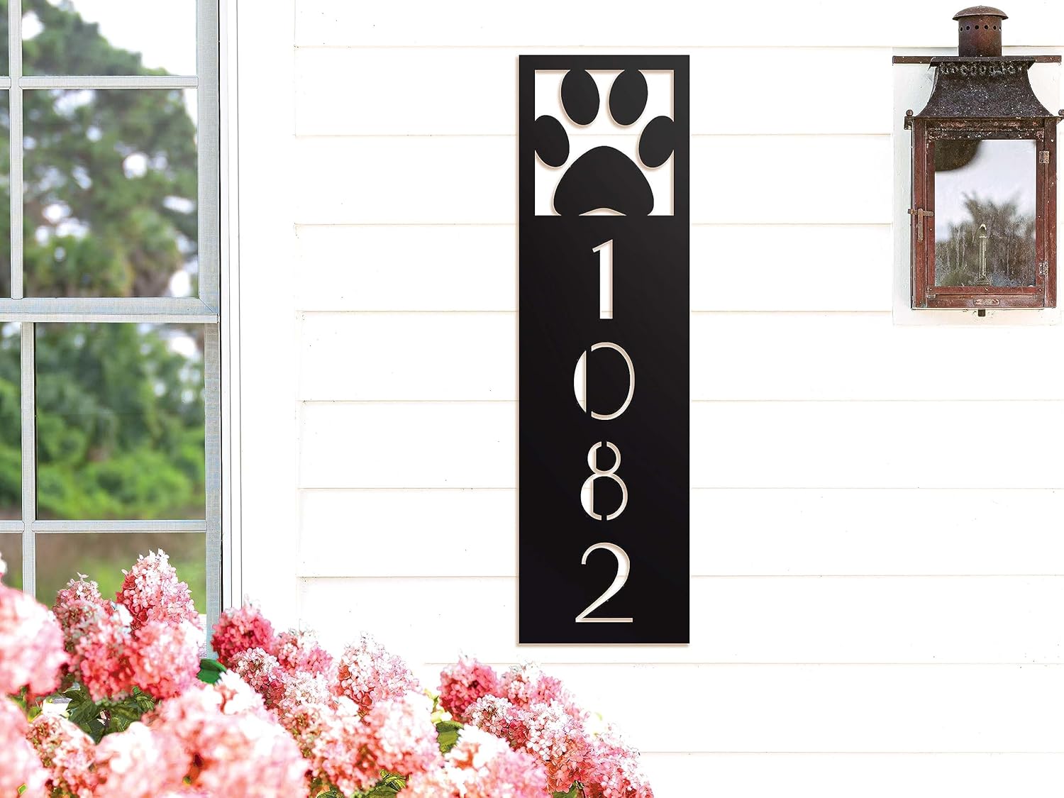 Address Signs - Metal Pawprint Address Plate, Custom Address Sign, Metal Address Sign, Personalized Address Sign,Custom Address Sign (Black)