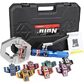 Nuiu A/C Hose Crimper Kit, 8T Hydraulic Crimping Tool with 7 Dies FS-7842A | Automotive A/C&amp;HVAC Hose repair tool for 3/8"-7/8" Hoses, Magnetic Dies and 360&deg; Swivel Head for HVAC &amp; Refrigeration Service