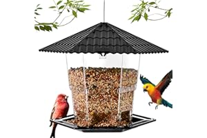 Jealoeur Bird Feeders for Outdoors Hanging Bird Feeder Wild Birds Seed, Black B
