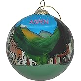 Blown Glass Christmas Ornament | Aspen Town Main Street Summer | Hand Painted Inside | Original Art | Includes Gift Box