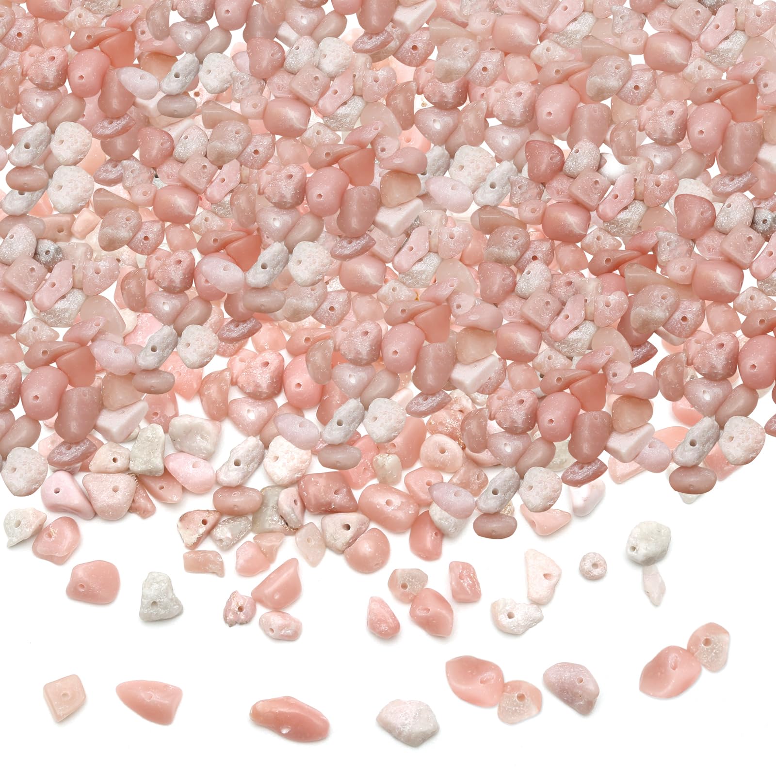 400 Pcs Chip Stone Beads for Jewellery Making, Rose Quartz Crystal Chips Irregular 5-8 mm, Crystal Chip Stone Beads for Bracelet Making DIY Crafting