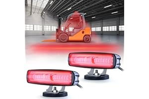 eTzone New Magnets LED Forklift Lights 2 Pack Warehouse Warning Lights Truck Safety Lights Red Side Zone Warning Lights (30W,