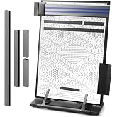 Flutesan Magnetic Pattern Holder Knitting Cross Stitch,13.78 X 8.27 Inches | Chart Keeper with 4 Magnets, For Crochet Needlepoint Embroidery, Adjustable Stand Securely Holds Crafting Patterns