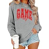 Ithalt Game Day Sweatshirt Women Cute Football Graphic Pullover Shirt Football Season Long Sleeve Tops