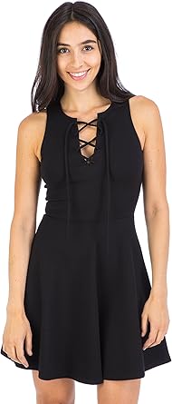 black lace up dress