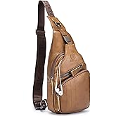 Cross body Bags for Men Leather Sling Bag Casual Daypacks Chest Bags Shoulder Bag Travel Hiking Backpacks
