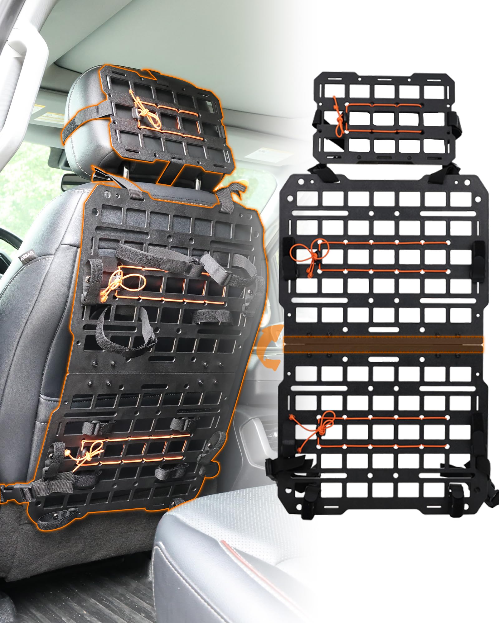 Photo 1 of MELIPRON Rigid Molle Panel for Seat Back & Headrest Foldable Molle Panels for Vehicle Truck Car