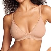 SOULVOR Women's Natrelax Triangle Bralette No Underwire Plunge Unlined Ribbed Soft Wireless Bra V Neck Sexy Everyday