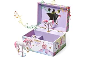 Jewelkeeper Girls Musical Jewelry Box - Durable Pine Fiberboard with Violet Lining - Kids Jewelry Box - The Beautiful Dreamer Tune - Gifts for Girls - Unicorn Jewellery Box - 6x4x3.5in