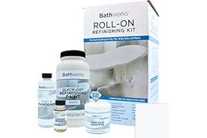 Bathworks Quick-Dry Roll-On Refinishing Kit - 22 fl oz, High Gloss White, Complete DIY System with Tools & Non-Slip Additive - Faster 12-Hour Dry Time for Bathtubs, Tile, Sinks & Showers
