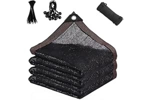 90% Sun Shade Cloth with Grommets, Black Heavy Duty Shade Sail Canopy Cover, UV Block Mesh Tarp for Patio Garden Greenhouse K