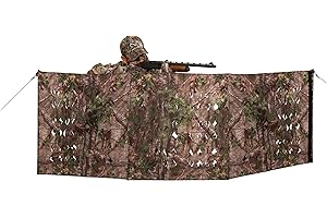 Ameristep 4-Spur Ground 3D Leafy Die-Cut Camo Ultra-Compact Easy-Setup Three-Panel Low-Noise Run-and-Gun 2-Person Hunting Blind