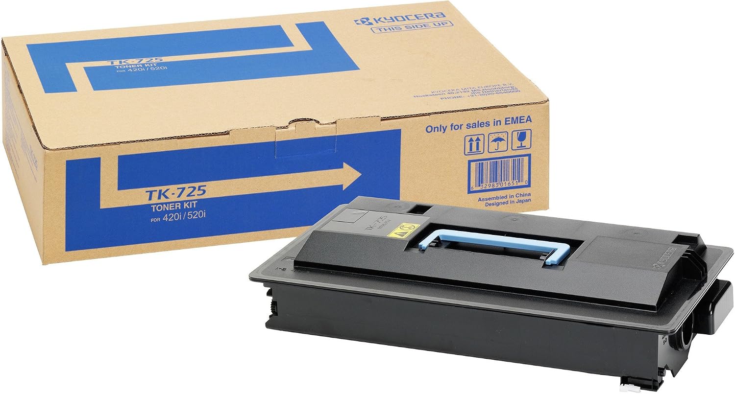 Kyocera Toner Cartridge TK-725 K, BLACK, 34.000 Pages Ultra High Capacity Genuine Premium Printer Toner, 1T02KR0NL0, 0T2KR0NL