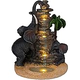 Dcmkimilv Elephant Solar Lights Outdoor Garden Figurine Light Animal Statue Decor, Decorative Gifts for Mom, Resin Decor for Patio, Oasia with Paln Painted 8.27x10.2''