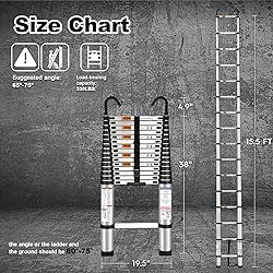15.5 Ft Telescoping Ladder, SocTone Aluminum with