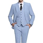 Fesenbo Men Suits Lightweight 3 Piece Slim Fit 2 Button Blazer Vest Pants Suit Sets Casual Men Wedding Suits Prom Tuxedo
