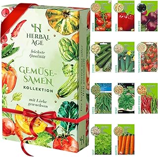 Züchte deine eigenen Samen-Set - 11 Gemüsesorten, 3500 wachstumsfähige Erbstücksamen - Gemüseanbau-Set für Frauen, Kinder, Anfänger, Geschenke für Gärtner - Möhre Zwiebel Spinat Tomatensamen