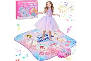 Gleamkid Dance Mat for Kids 3-12 Year Old Girls: 2025 Exclusive Mermaid Dance Mat Toy, 9-Button Light Up Board, 3 Game Modes 9 Levels Dance Pad, Music Princess Toys Birthday Xmas Gifts for 3-12 Girls