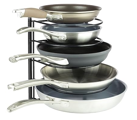 Pan Storage Rack Compact Kitchen Cabinet Organizer Vertical Or