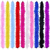 Gvhntk 10 pcs Feather Boas 6.6ft Artificial Fluffy Boas Colorful Feather Boas Rainbow Feather Scarf for Women Costume Party