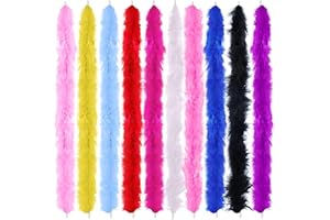 Gvhntk 10 pcs Feather Boas 6.6ft Artificial Fluffy Boas Colorful Feather Boas Rainbow Feather Scarf for Women Costume Party