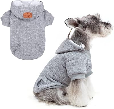 BEAUTYZOO Small Dog Hoodie Sweater with Pockets Leash Hole All Weather Coat