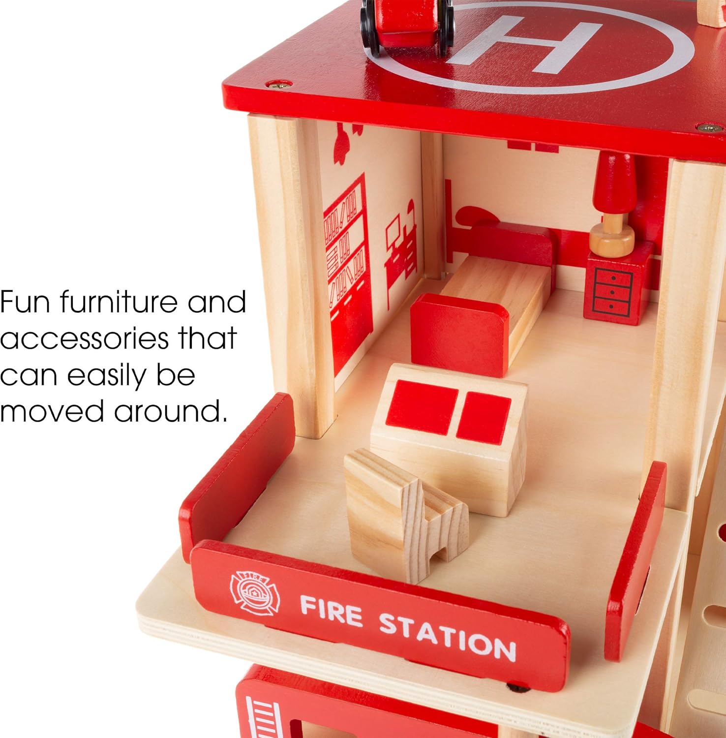 wooden firehouse playset