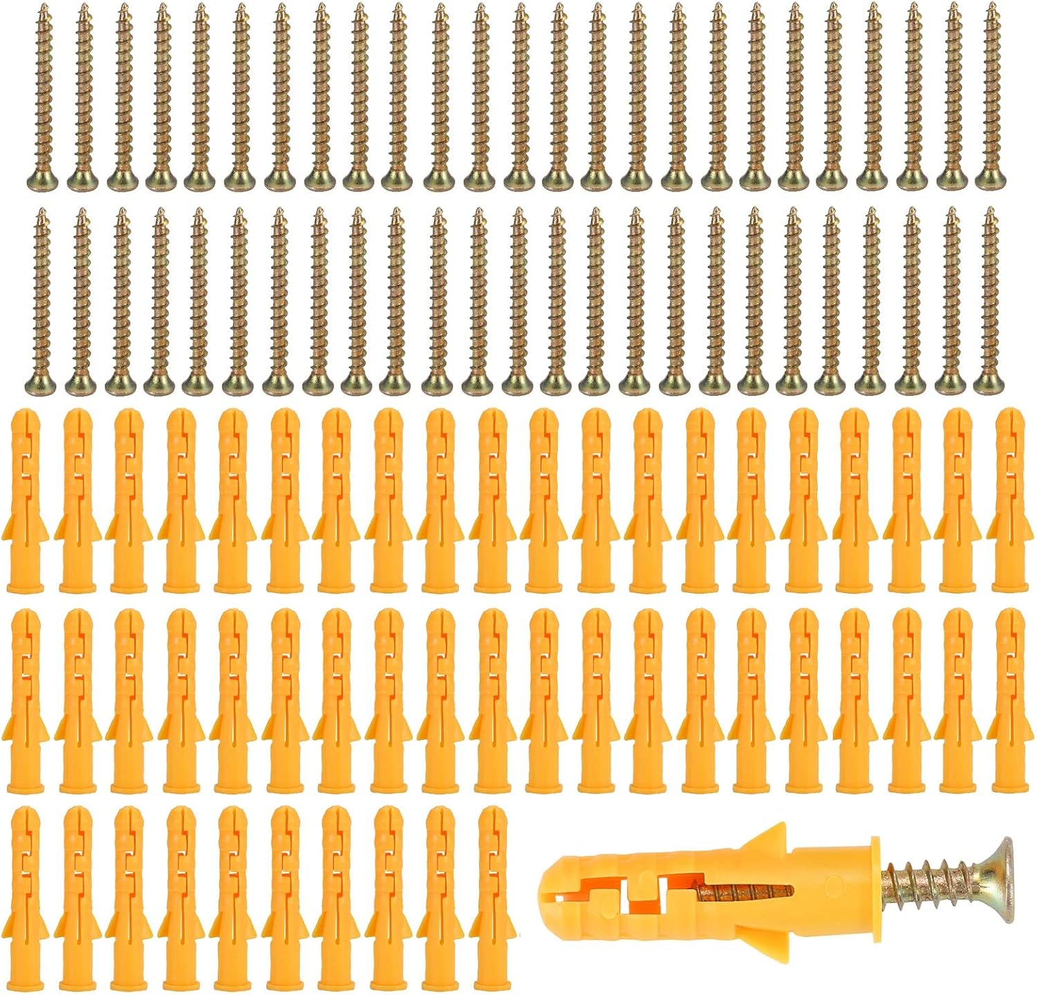 50pcs Self Tapping Screws Expansion Column Anchor Self Drilling Drywall