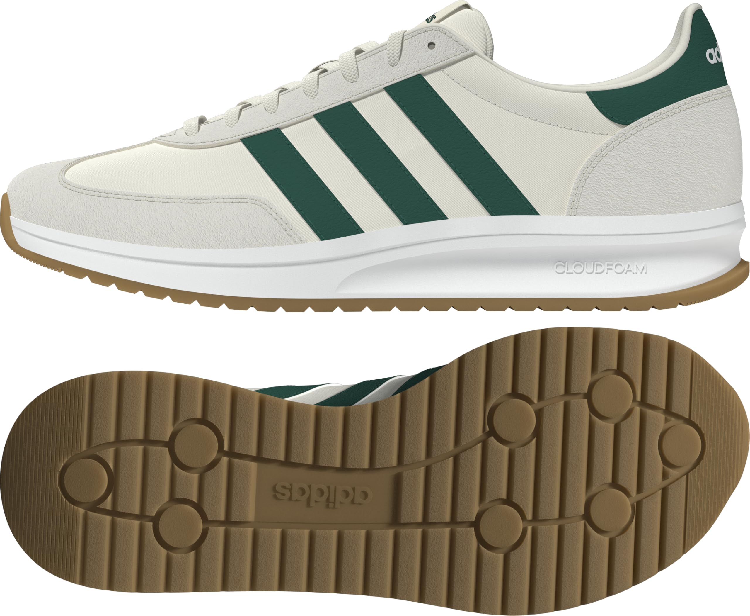 adidas Herren Run 70S 2.0 Shoes, Core White/Collegiate Green/Off White, 44 2/3 EU 9