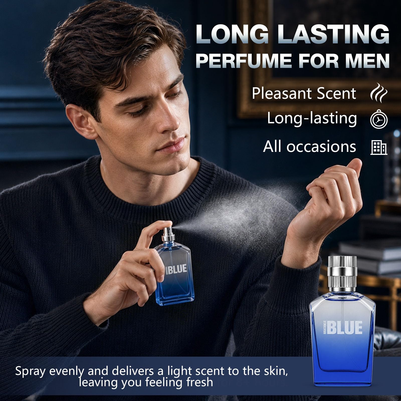 Parfüm Herren Geschenkset Männer, Eau de Parfum 30ml + After Shave Balsam 50ml, Langanhaltender Holznote mit Minze Tee Vetiver, Duft-sets für Herren-Vatertag & Geburtstag& Valentinstag 4