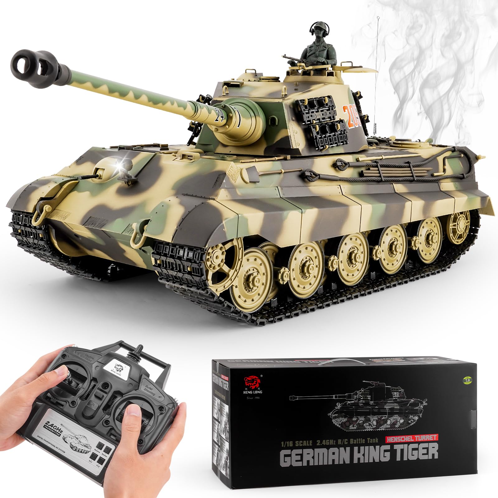 Photo 1 of ***BATTERY'S NOT INCLUDED*** BESTYMXY RC Tanks HengLong German King Tiger Henschel Heavy Tank, 1/16 2.4ghz Remote Control Tank Vehicles Model with Sound & Light for Ages 14+