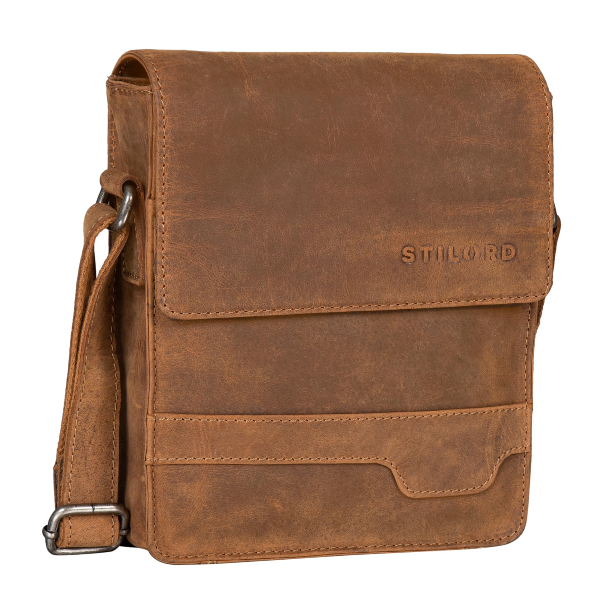 STILORD "Sven" Mens Bags Shoulder Leather Small Brown Messenger for Men Vintage Cross Body Bag for 8 inch Tablets DIN A5 Satchel Genuine Leather Colour:tan - Dark Brown