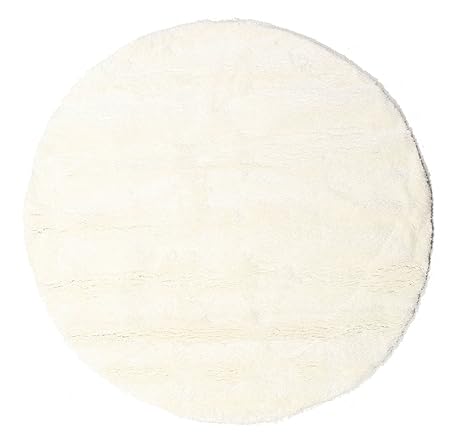 CarpetVista Shaggy Sadeh - Weiß Teppich Ø 200 Moderner, Rund Teppich