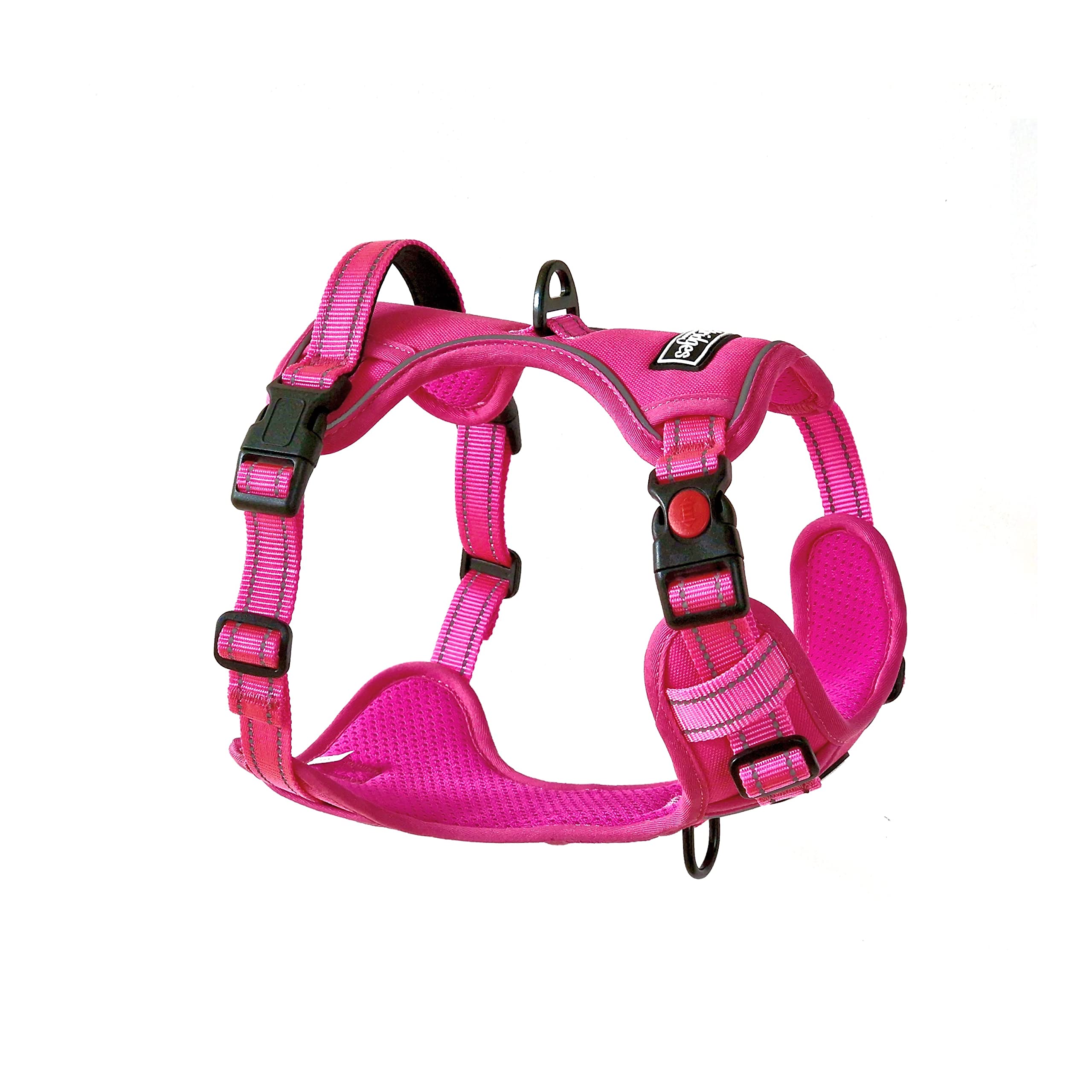 Barkridges® Triple Buckle Dog Harness | Adjustable Easy-to-Wear Buckle | No Pull Non Choke Training | Chafing-Free | Safety Reflective | Comfortable Small Medium Large (Hot Pink, L - Regular Fit)