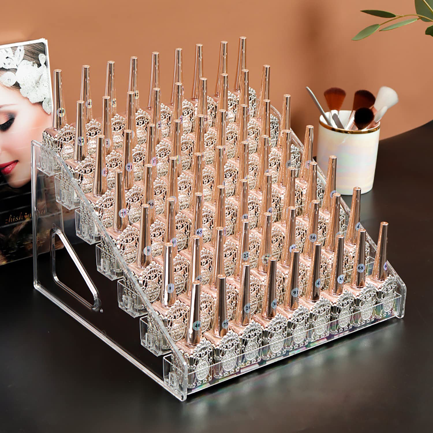 Nail Polish Storage Box 7 Tiers Acrylic Display Stand Storage Rack, Transparent Essential Oil Holder Removable Nail Polish Storage Box