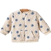 Minicoco Baby Girls Fleece Jacket with Zipper, Soft Cotton Lining Outwear for 3-24 Months Infant Toddler