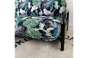 OctoRose Full Size 3 Side Zipper Premium Velvet Rich Opulent Color Tropical Green/Navy Mixed Futon Cover Sofa Daybed Couch Mattress Slipcover (Tropical-Green, Full Size)