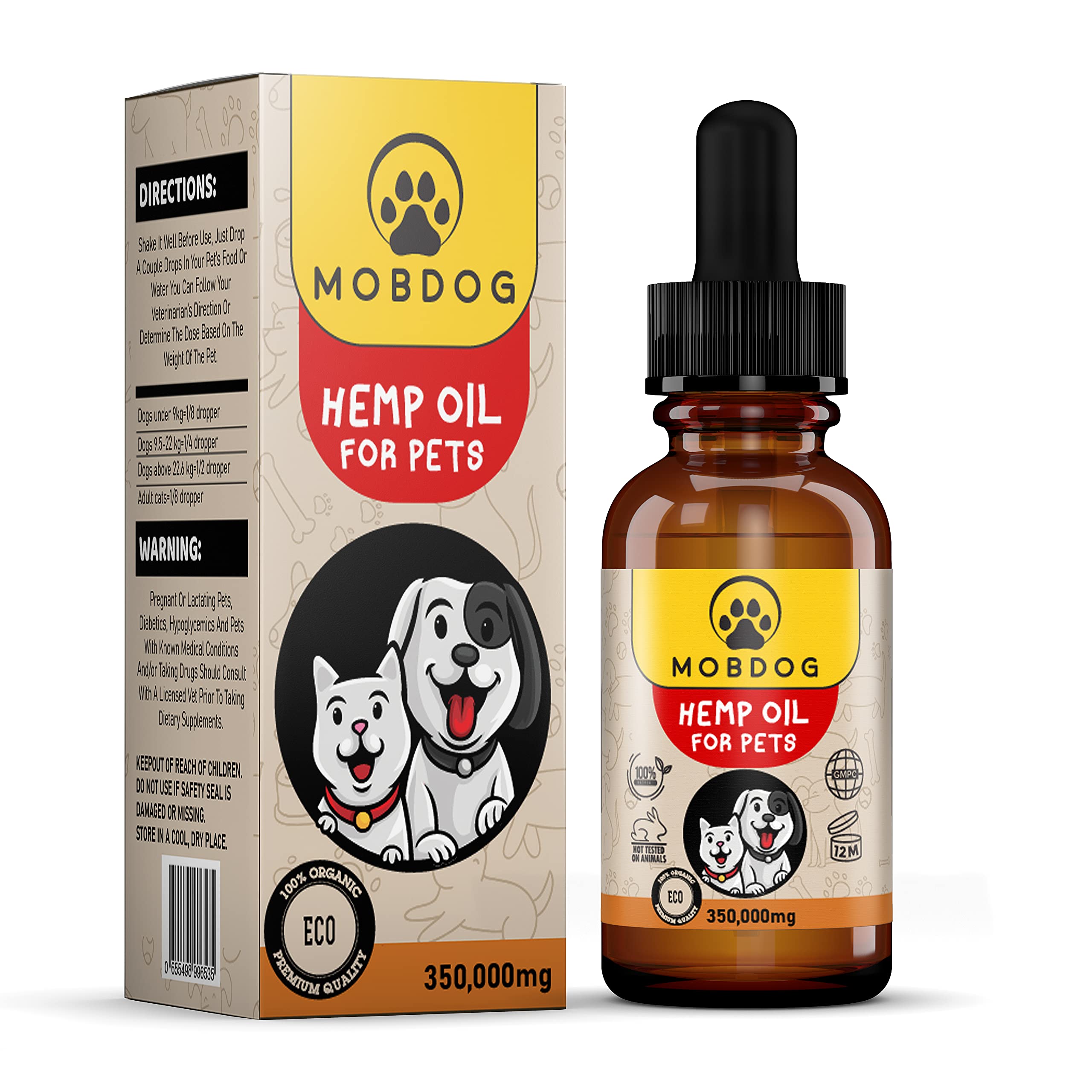 MOBDOG Hemp Oil for Dogs UK 350,000mg- Dog Calming Product with Omega 3, 6, 9 – Pure Bliss in Every Drop -Promoting comfort, Joint Health, & Digestion