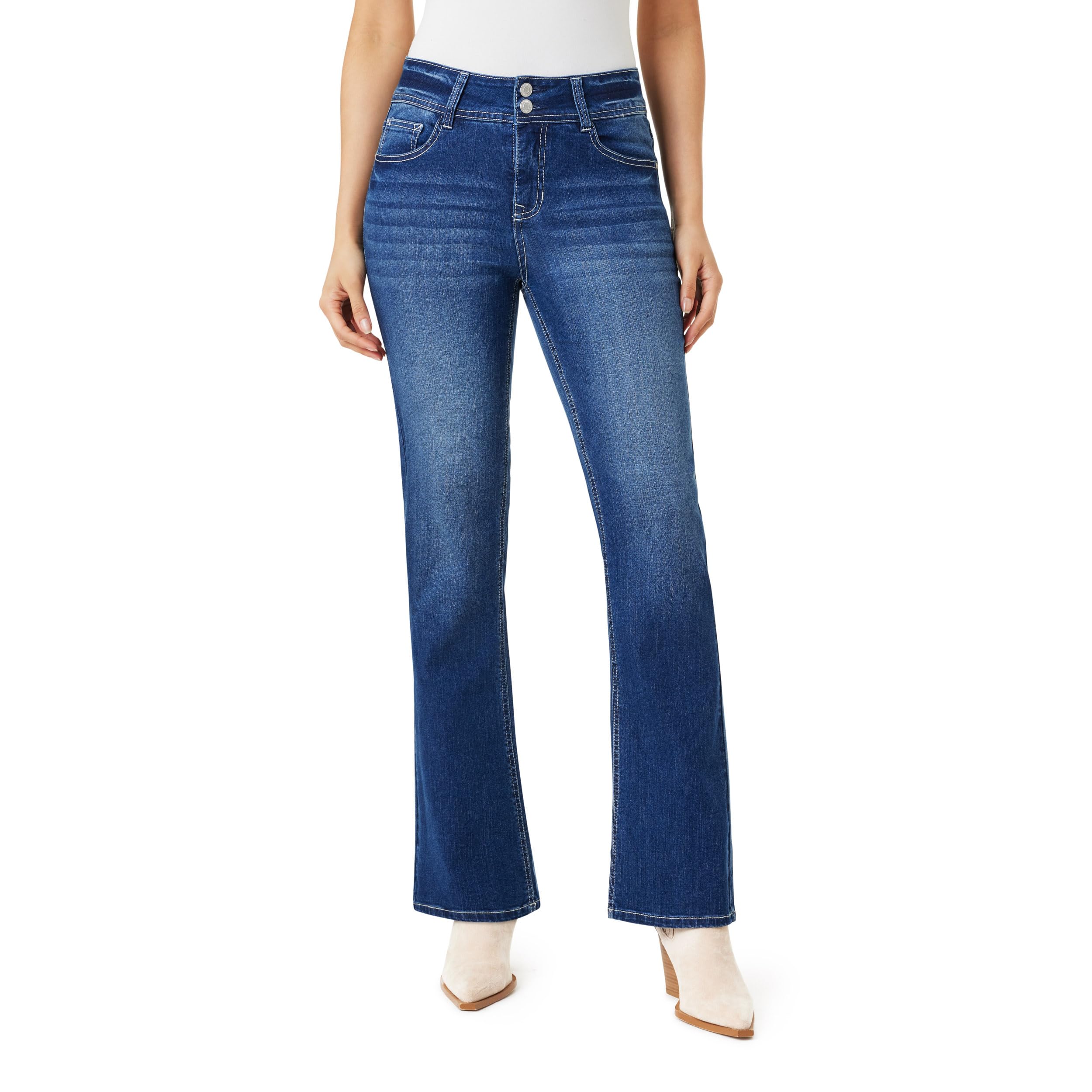 Angels Forever Young Women’s Everflex Curvy Bootcut Mid-Rise Bling Jeans (Available in Plus Size), Canyon
