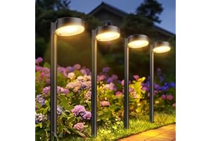 E-Kong 8 Pack Solar Pathway Lights Outdoor, Bright 12 LED Solar Lights Outdoor Waterproof for Yard, Over 12Hrs Long Lighting Solar Powered Garden Lights for Outside Walkway Patio Path Driveway