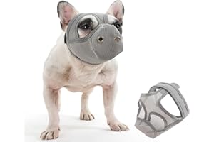 Cilkus Short Snout Dog Muzzles - Bulldog Muzzle Adjustable Breathable Mesh Dog Muzzle Can Stick Out Tongue and Drink Water Anti-Biting and Training Dog (M (16.5" -17.3"), Grey)