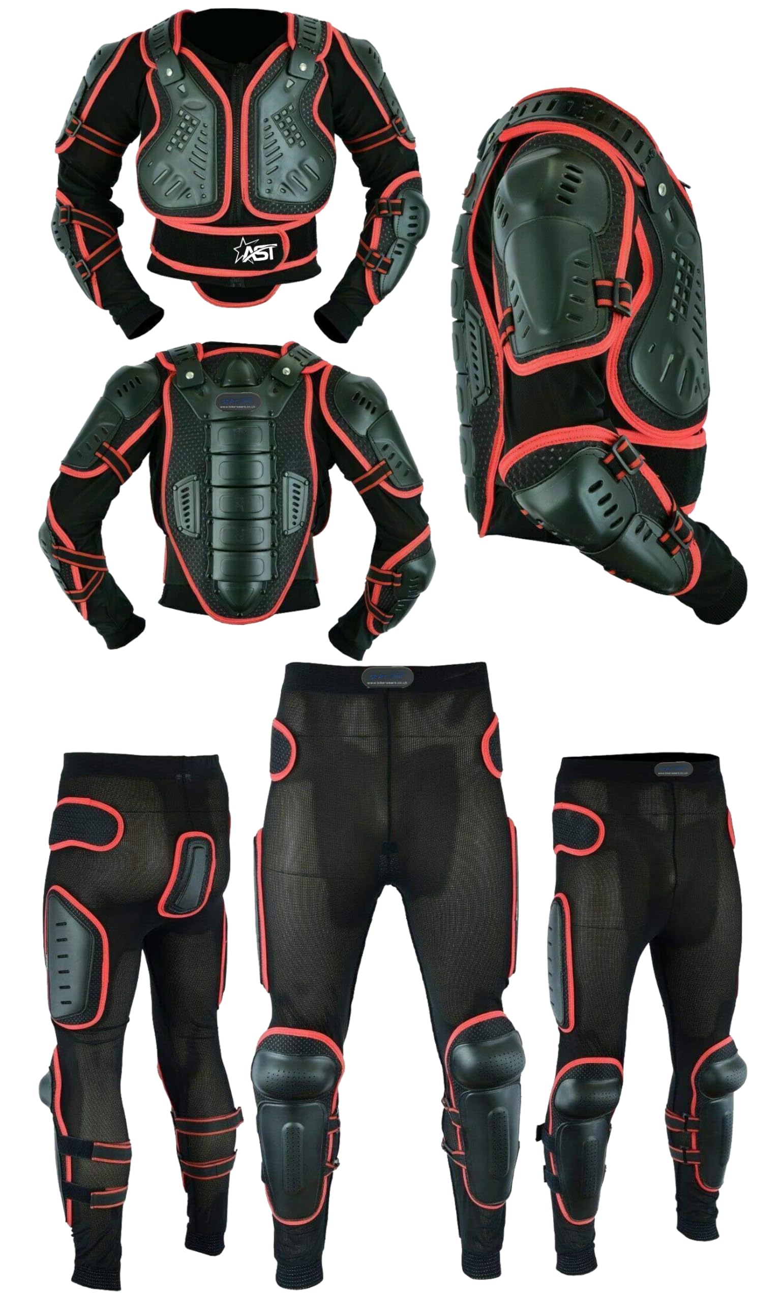 Men’s Body Armour Full Spine Back Protection Motocross Protective Guard Jacket Wear & Protective Biker Hard Trouser Full Body Dirt Bike Quad Suit
