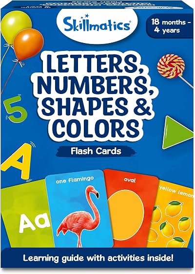 Skillmatics Thick Flash Cards for Toddlers Letters Numbers Shapes Colors