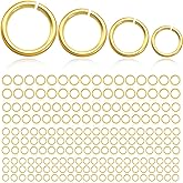 300PCs 18k Gold Plated Jump Rings for Jewelry Making, 4mm 5mm 6mm 7mm Earring Bracelet Necklace Finding & Supplies (18K Gold Plated)