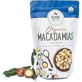 Island Harvest Organic Macadamia Nuts with Sea Salt - 100% Hawaiian Keto Friendly Nuts; All-Natural Non-GMO Macadamia Nuts Salted; Dry Roasted Nuts High In Fiber; 8 Ounce (Pack of 1)