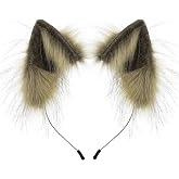 HAOAN Handmade Faux Fur Animal Cat Ears Headband Furry Fox Wolf Hairhoop Headwear Costume Accessory